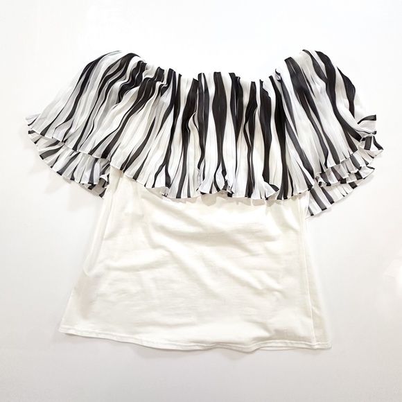 Anne Fontaine Moira Flutter Black/White Top - XXL - Picture 7 of 9